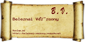 Beleznai Vázsony névjegykártya